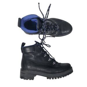 Timberland Black Ankle Boots with Vibrant Blue Interior